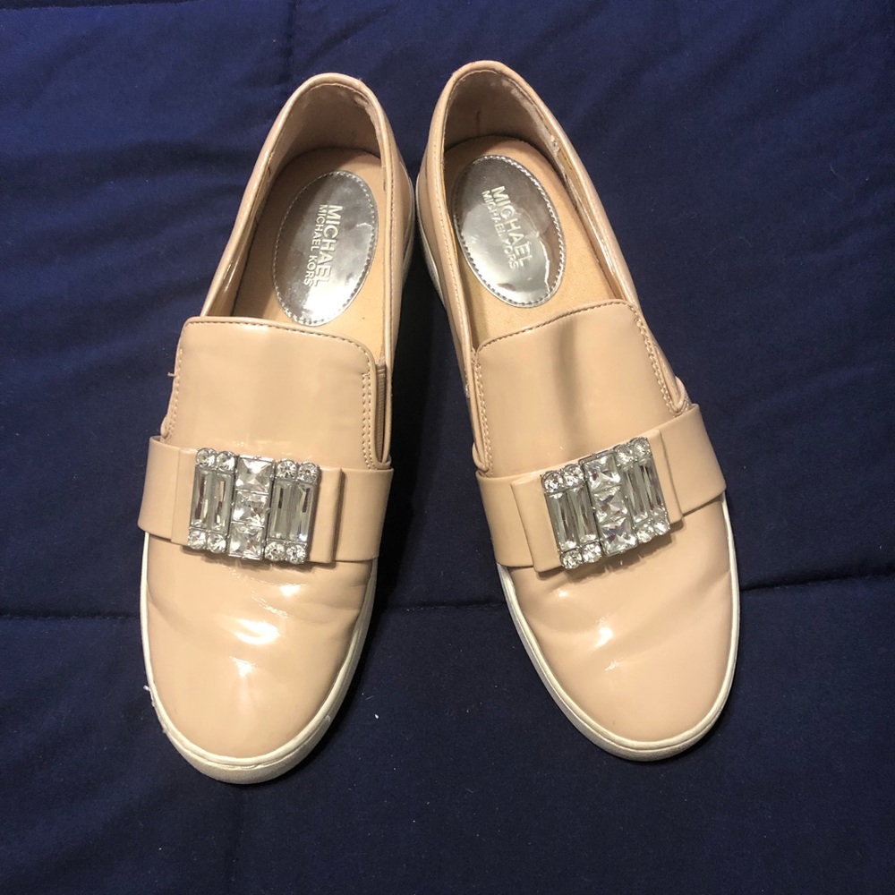 Women's Michael Kors Shiny Pink Loafers. Size 9.5.